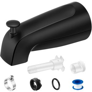 Enhon Tub Spout, Universal Fits 1/2'' Copper Pipe, 1/2'' IPS and 3/4'' IPS, Bathroom Bathtub Tub Faucet Replacement with Adapters(with Diverter,Matte Black)