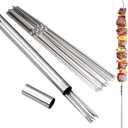 304 Stainless Steel 13.2" Long Flat Barbecue Skewers,20PCS/40PCS BBQ Kebab Skewers with Portable Metal Storage Tube,Reusable for Grilling Barbecue Kitchen Party and Outdoor Cooking (20PCS)