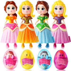 xutengy 4 Pack Easter Basket Essentials Fillers Gifts Jumbo Princess EggsDeformation Prefilled Deformation Toys for Kids Toddler Boys Girls
