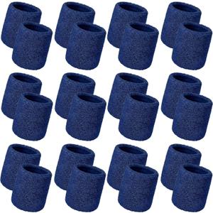 Bememo 24 Pcs Wrist Sweatbands Bulk Sports Wrist Bands for Men Women Breathable Athletic Tennis Wristbands Stretchy Absorbent Cotton Terry for Basketball, Baseball, Gym, Working Out