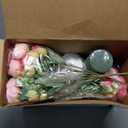 Domensi 6 Sets Wedding Floral Centerpiece for Table Decor, Artificial Peonies Silk Flowers Bouquet with Flower Foam and Metal Vase Faux Floral Arrangement for Bridal Shower Tea Party (Rose and Pink)