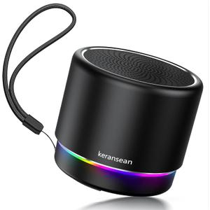 Portable Bluetooth Speaker 5.4, Mini Speaker, 12H Battery Life & Noise Reduction Mic, Metal Cover, TWS Pairing, Wireless Speaker with RGB Lights for Home/Travel/Outdoor by Music Lovers-Black