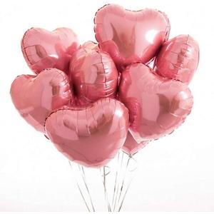 25pcs Heart Shape Foil Mylar Balloons Pink 18" for Birthday Party Decorations, Wedding Decor, Engagement Party, Holiday, Baby Show