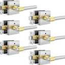 Goldenwarm 6 Pack Silver and Gold Interior Door Handles, Heavy Duty Privacy Door Handles Levers, Brushed Nickel Door Handles Interior for Bedroom and Bathroom(Square, Zinc Alloy)