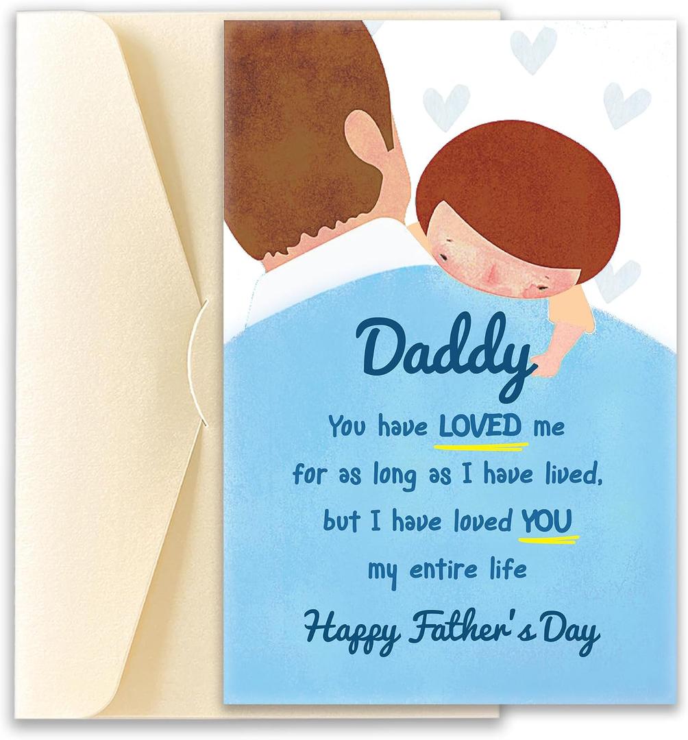9 x POMELION Father's Day Card for Dad, Husband from Daughter, Son, Kids - Great Fathers Day Gift From Children - Unique Card Present to Daddy, Bonus Dad, Father-in-law - Greeting Card