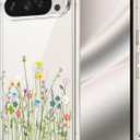 Unov for Pixel 10 Pro XL Case, Clear with Design, Slim Fit Good Grip, Embossed Phone Case, Shockproof Protective Cover, Raised Camera Protection, Soft TPU, Flower Bouquet