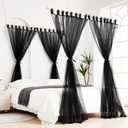 Mengersi Canopy Bed Curtains with Poles for King,Queen,Full and Twin Bed, Bed Canopy Drapes Sheer Curtains for Girls Adults Bedroom Decoration (Black)
