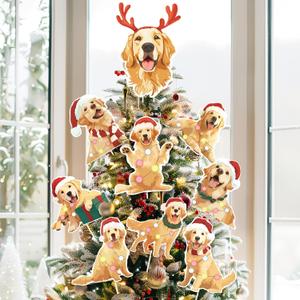 Christmas Golden Retriever Tree Topper 9Pcs Dog Christmas Ornament Tree Decorations for Xmas Tree Top Decoration Indoor Outdoor Home Decor Holiday Party (Lab)