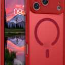 Magnetic for iPhone 17 Pro Max Case 2025, Upgraded [Full Camera Protection] [Compatible with Magsafe] [Translucent Matte] Drop Shockproof Protective Bumper Women Men Phone Cover 6.9inch, Red