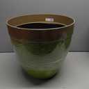 Garden Elements Indoor/Outdoor Glazed Brushed Happy Plastic Planter, Large, Dark Green, 15"