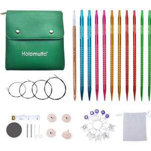 Holamulta Ergonomic Triangular Interchangeable Circular Knitting Needles Set - Ideal for Arthritis & Big Hands (Multi-Colored)