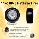 2-Pack 11x6.00-5 Flat Free Tires for Zero Turn Mower,Load 400lbs