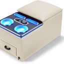 Center Console, Universal Bench Seat Center Console with Fast Phone Charging Back Seat Car Organizer, Automotive Center Console with Cup Holder & Phone Holder (Beige)