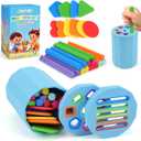 Shape & Color Sorting Montessori Baby Toddler Toys for 1 2 3 Years Boys Girls, Silicone Montessori Toys for 1 Year Old, Fine Motor Skills Sensory Toddlers Toy 1 Year Old Girl and Boy Gift,2 In 1
