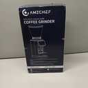 AMZCHEF Coffee Grinder, Burr Coffee Bean Grinder for Home Use with 48 Precise Grind Settings, Detachable Funnel Stand for Espresso, LED Control Panel, Anti-static Design, Silver