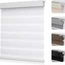 Joydeco No Drill Zebra Blinds for Windows, Cordless Day & Night Dual Sheer Roller Shades, Easy Installation, Free-Stop Lift System, Light Filtering Privacy Blinds for Home(White,23" W x 75" H)