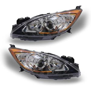 2 Pcs Front Headlight Assembly, Compatible with 20102013 Mazda3, 4-Doors