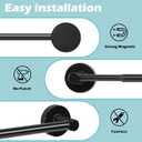 Black Magnetic Curtain Rod for Door:Magnet Curtain Rods for Classroom Whiteboard,Small Adjustable Magnetic Towel Bar,Tool-Free French Magnet Pole with Leather Protective Cover No Drilling 16-28"