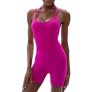 PUMIEY Jumpsuits for Women Double Straps Unitard Rompers Seamless Workout One Piece Outfits Power Collection, XS, Pink