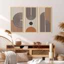 IARTTOP Mid century Modern Decor 16x32 Inch Large Boho Wood Wall Art Abstract Wooden Wall Decor Minimalist Bohemian Orange Artwork for Living Room Bedroom Office Set of 3
