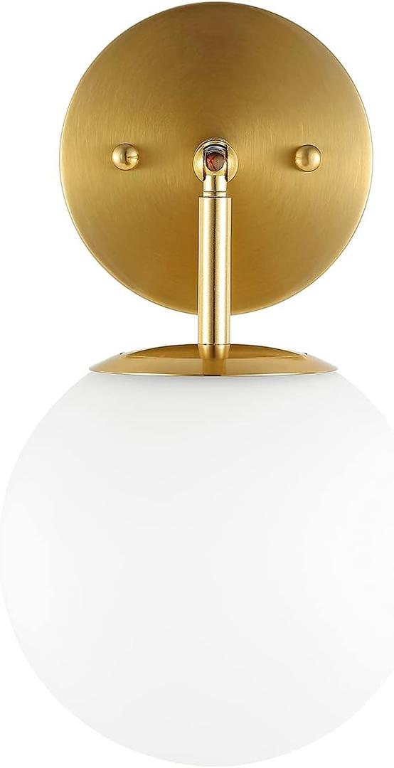 Modern Globe Glass Wall Sconce Brushed Brass Wall Lamp over Kitchen Sink, 9"*11"