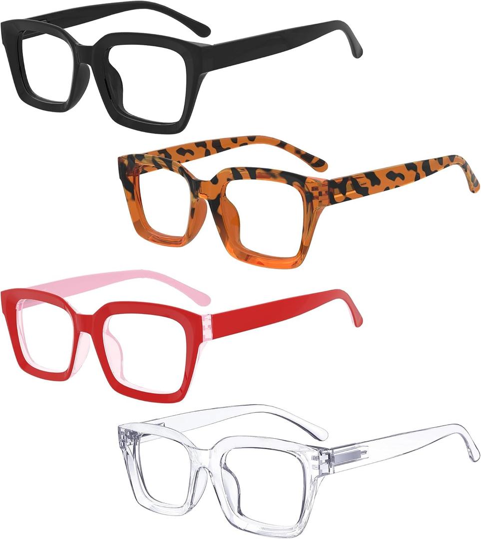 Eyekepper 4 Pack Ladies Reading Glasses - Oversized Square Design Readers for Women +1.50