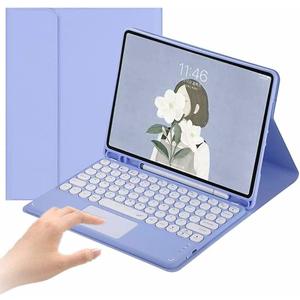 Keyboard Case for iPad Air 11 inch M4 2026/M3 2025/M2 2024, Air 5th/4th Gen | Detachable Magnetic Round Key Keyboard with Multi-Touch Trackpad & Pencil Holder, Slim Folio CoverPurple