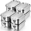 Umigy 8 Pcs Stainless Steel Food Containers 550ml Metal Bento Lunch Box Stainless Steel Food Storage Containers, Lockable Clips to Leak Proof, Reusable Dishwasher Snack Boxes for Work