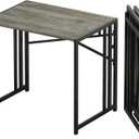 32 inch Small Folding Desk, Writing Gaming Computer Camping Desk for Small Spaces, No Assembly Required Home Office Desk, Black Oak