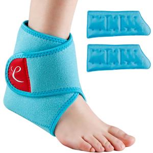 Comfytemp Ankle Ice Pack Wrap Brace for Swelling, Foot Pain Relief, 2 Gel Packs for Injuries Reusable, Hot Cold Compress Therapy for Plantar Fasciitis Relief, Heel Spur, Achilles Tendonitis, Swelling