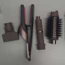 Shark FlexFusion Hair Straightener & Powerful Hair Dryer with Fusion Hair Brush, Ceramic Air Styler with Auto-Wrap Curlers & Concentrator, Ceramic Plates, Cosmic Blush HD641S