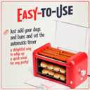 Nostalgia Oscar Mayer Extra Large 8 Hot Dog Roller & Bun Toaster Oven- Stainless Steel Grill Rollers for Cooking Veggie Sausages & Brats- Multi-Use Warming Oven with Adjustable Timer for Parties - Red, 13.5 X 8.1 X 7.6 Inches
