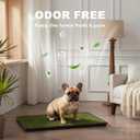 HQ4US 4LEGS Dog Grass Pad with Tray Medium 3121, Dog Litter Box with Odor Free Artificial Grass Pee Pads for Dogs Potty Tray with Hemmed Edge, Realistic for Indoor Balcony