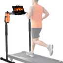 24.8 Inch Wide Walking Pad Handle Bar Only, Walking Pad Treadmill Handlebar with Phone/Tablet Holder & Cup Holder, Adjustable Handrail Height(31.5 to 37.5 inches), Non-Slip Feet, Stainless Steel Stable