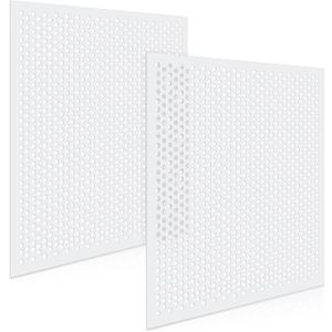 DoubleFill 2 Pack 2' x 2' Plastic Perforated Tiles with 3/8" Holes 24" x 24" White Drop Ceiling Tiles Plastic Ceiling Grid Covers