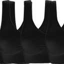 Women's Seamless Wire-Free Bra with Removable Pads (Large, 4 Pack Black Black Black Black)