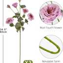 34.5" Purple Artificial Flowers Silk Fake Flower 3Pcs Eustoma Lisianthus Flowers with Long Stem Faux Flowers Arrangement Branch with 4 Heads for DIY Wedding Party Centerpiece Bouquet Table Home Decor