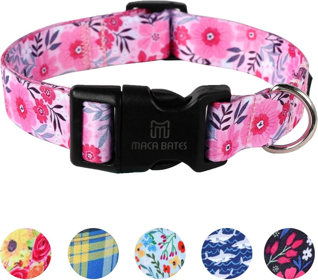 Maca Bates Designer Flower Pink Cute Dog Collar Spring Collars for Girl Female para Perros Chihuahua Pitbull Birthday Gift for Small Medium Large Puppy Maca Bates Designer Flower Pink Cute Dog Collar Spring Collars for Girl Female para Perros Chihuahua Pitbull Birthday Gift for Small Medium Large Puppy