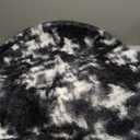 Amdrebio Black White Grey Round Rug 4Ft Circle Area Rugs for Bedroom Living Room, Fluffy Fuzzy Shaggy Furry Rugs for Kids Room Dorm Home Office, Shag Plush Floor Modern Cool Carpet for Men Teen Boys