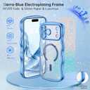 3 x BENTOBEN for iPhone 17 Pro Max Case Clear, [Compatible with MagSafe][Full Camera Protection][Cute Wave Frame][DIY Glitter Cardstock] Electroplated Wavy Shockproof 17ProMax Phone Case 6.9", Sky Blue