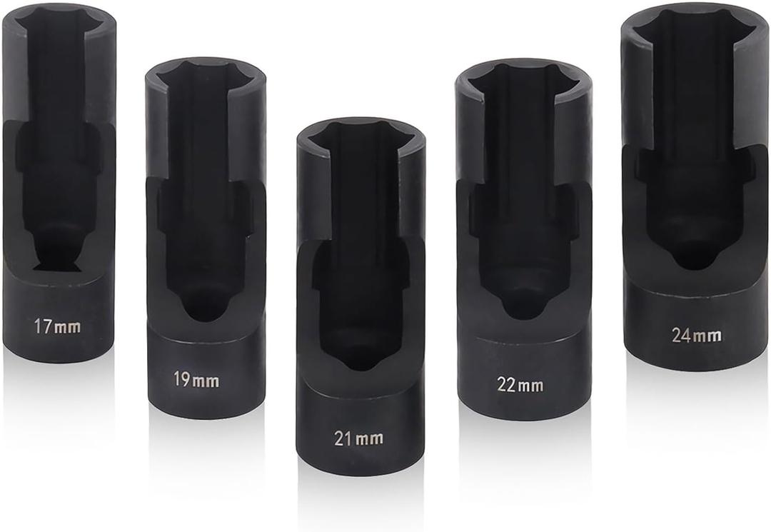 5PC Suspension Strut Socket Set -17mm/19mm/21mm/22mm/24mm Strut Nut Sockets for Automotive Repair