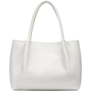 KKXIU Tote Bag for Women Vegan Leather Shoulder Purse Large Capacity Travel Bag (White02)