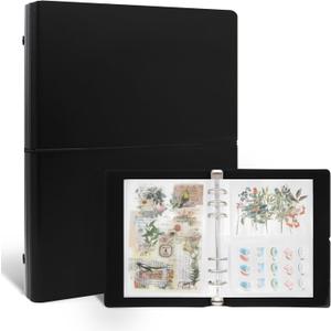 Sticker Organizer Binder Storage Book Collecting Album with Pocket Sheets and Hard Cover Layflat Design for Adult A5 Reusable Keeper Holder (BLACK)