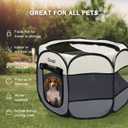 Goozii Pet Cat Playpen for Indoor Cats Enclosed, Puppy Dog Play Pen for Outdoor Travel Camping (Medium Size, Beige & Dark Grey)