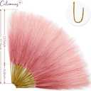 50pcs Faux Pampas Grass,17.7" Artificial Fluffy Pampas Grass Decor Short Fake Pompos for Home Room Birthday Party Centerpieces Decoration(Gridient Pink)