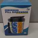 Large Pill Dispenser to Store 7 Various Supplements - Pill Organizer & Supplement Organizer for Travel, Anti-Mixing Design, with Strap & 20 Sticky Labels (Blue)