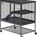 Critter Nation by MidWest Homes for Pets Single Unit Small Animal Cage, Habitat for Rats, Chinchillas, Ferrets, Sugar Gliders, Tool-Free Assembly, with Full-Width Doors, Shelf and Removable Base Pan