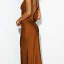 Women's 2025 Summer Satin Backless Elegant Dress for Wedding Guest Silk Sleeveless Cowl Neck Party Formal Maxi Dresses (M)