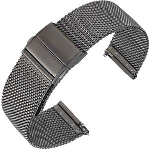 ANNEFIT Mesh Metal Watch Band, 316L Stainless Steel Watch Strap, Quick Release Replacement Bracelet 18mm (Space Grey)