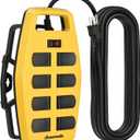 DEWENWILS 8-Outlet Heavy Duty Power Strip with 15FT Cord, UL Listed, Industrial Power Strip with Detachable Cord Management, Garage, Reset/Off Switch, Safety Cover, Wall Mountable